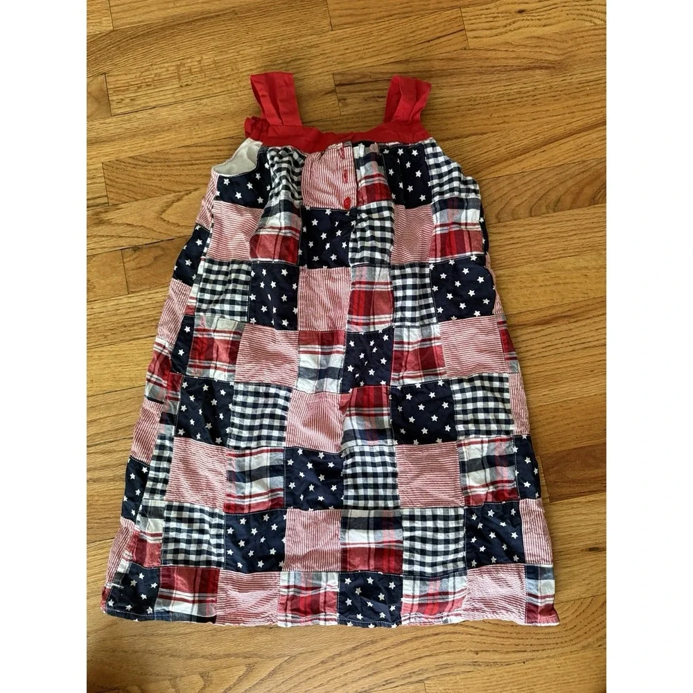 Gymboree Girls 10 American Cutie Plaid Madras Shift‎ Dress Patriotic